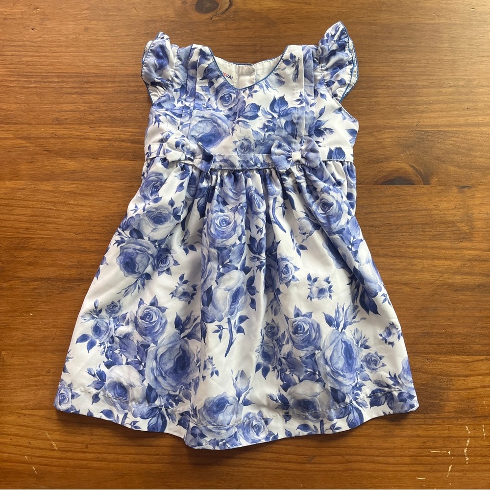 Floral Blue and White Kids Dress